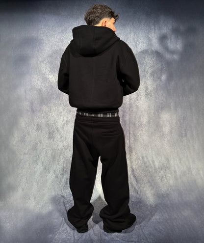 BLACK DOUBLE WAIST JOGGERS