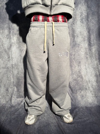 GREY DOUBLE WAIST JOGGERS