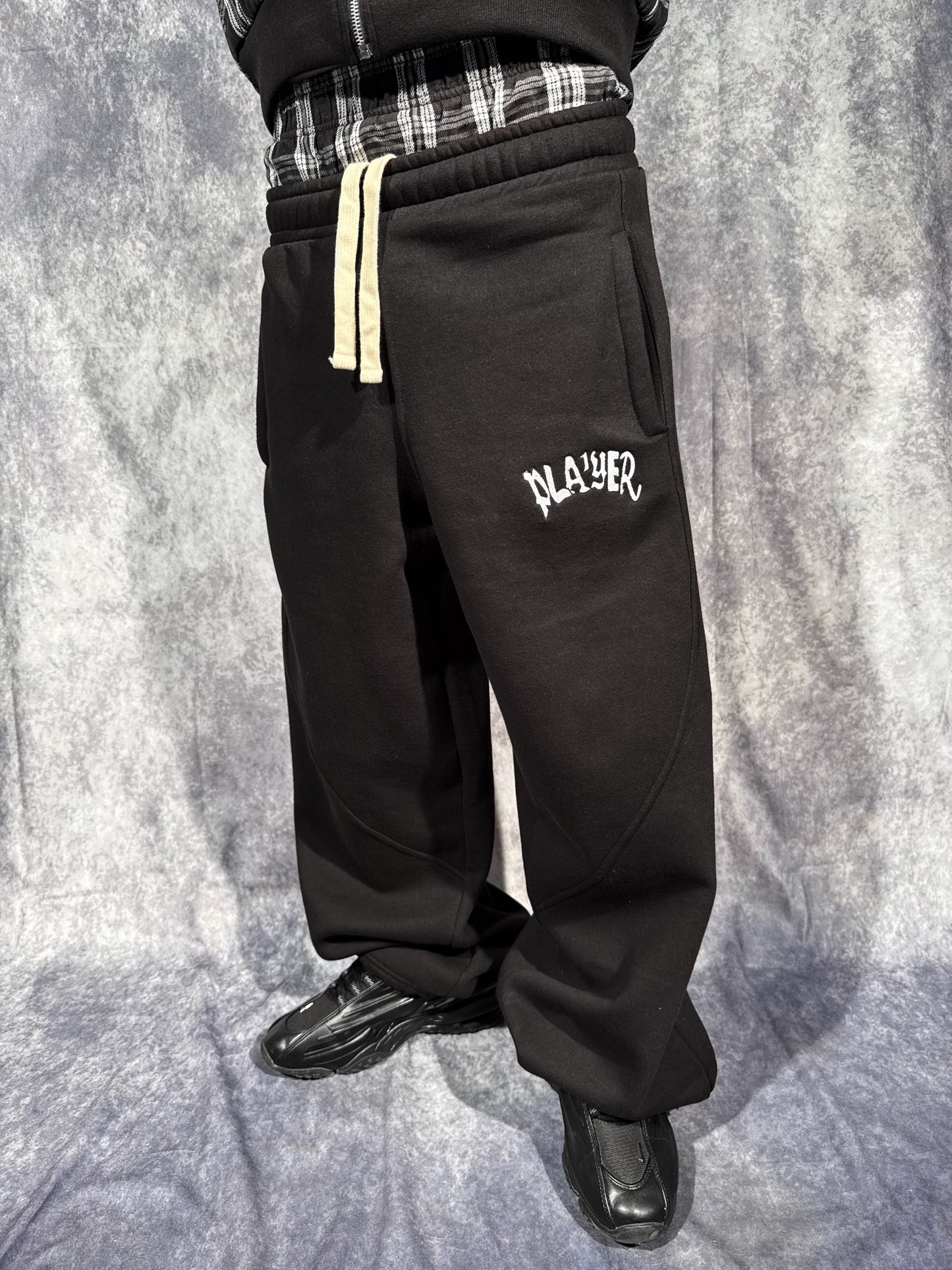 BLACK DOUBLE WAIST JOGGERS