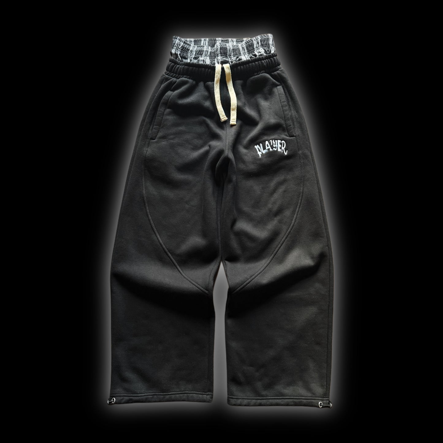 BLACK DOUBLE WAIST JOGGERS