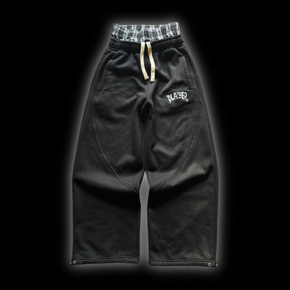 BLACK DOUBLE WAIST JOGGERS