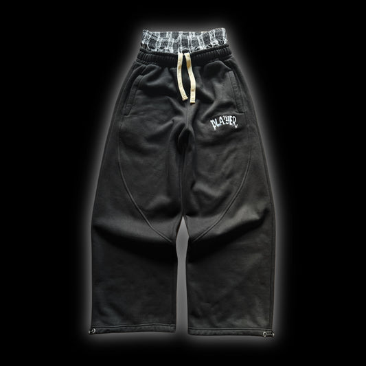 BLACK DOUBLE WAIST JOGGERS