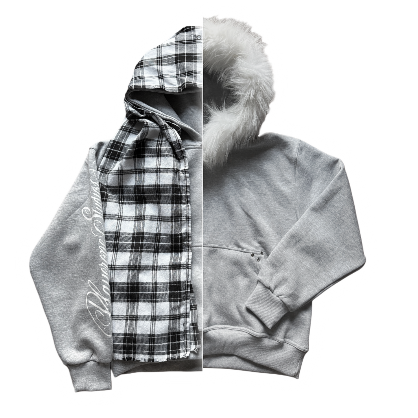 SCARF+FUR GREY HOODIE
