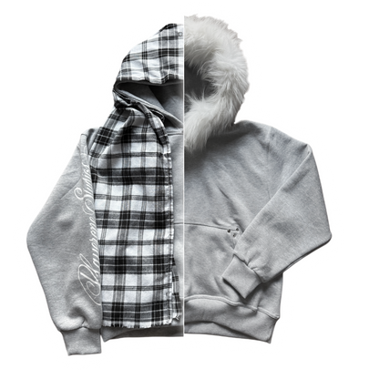 SCARF+FUR GREY HOODIE